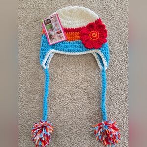 Colorful Crochet Kids Hat with Flower
